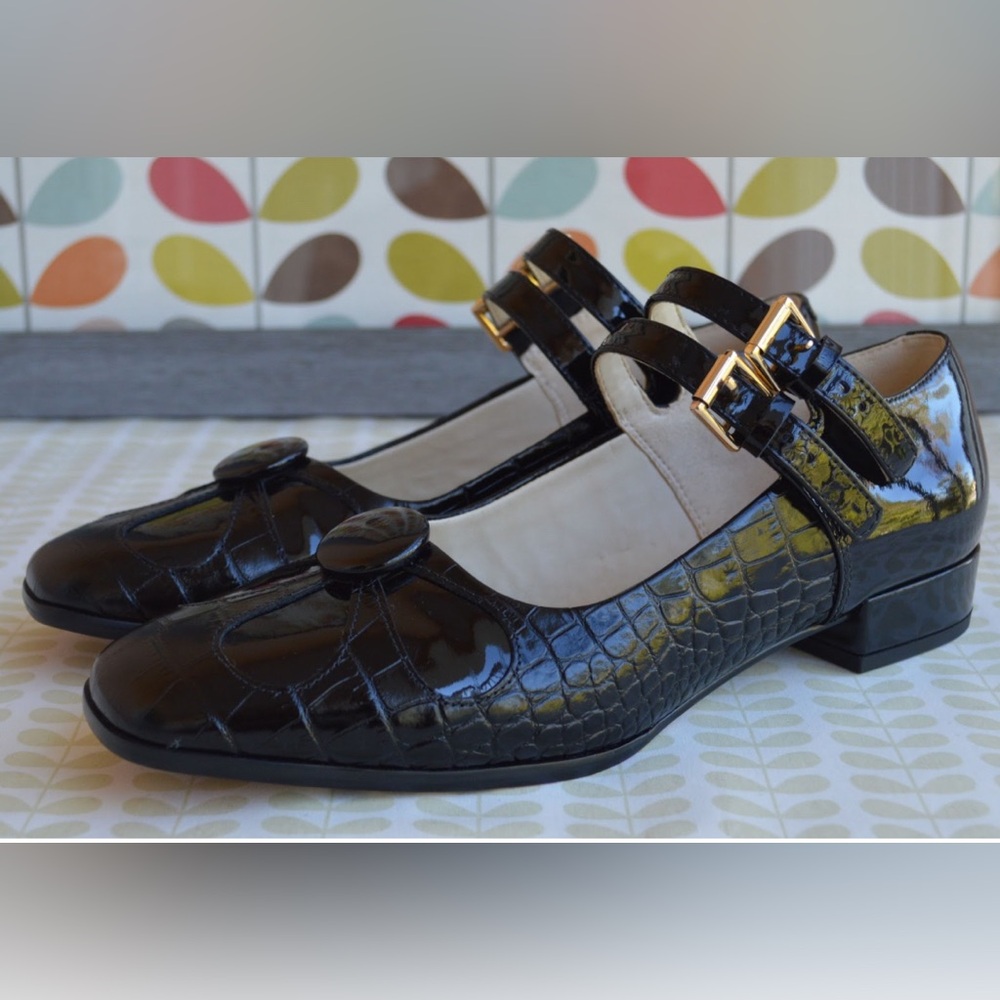 Orla Kiely x Clark’s Angelina patent Mary Janes